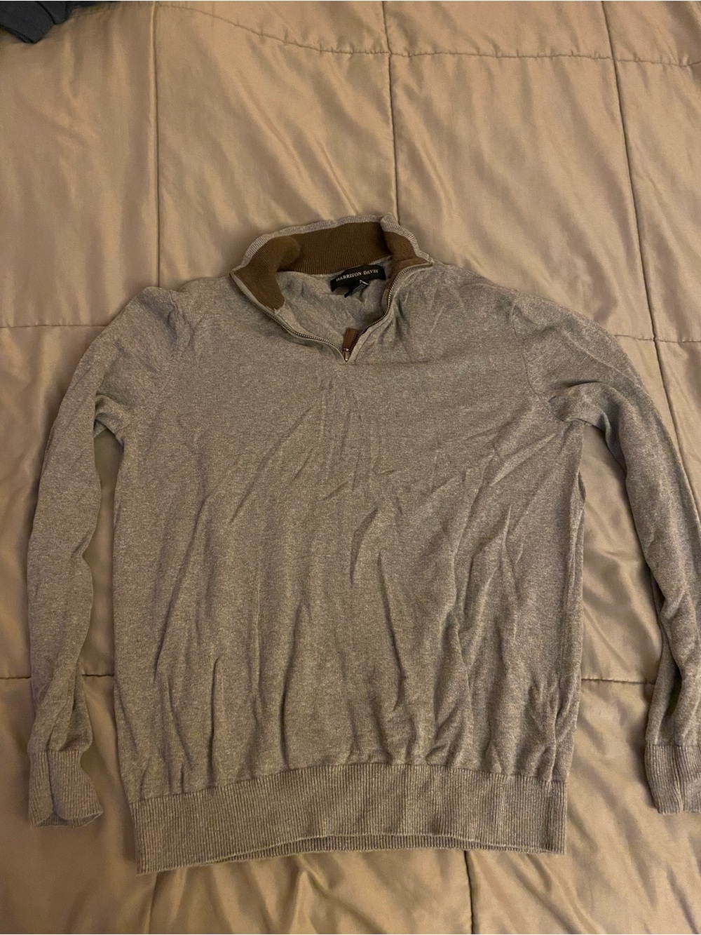 LIKE NEW Harrison Davis Classic Quarter-Zip Men's Gray Cotton Sweater